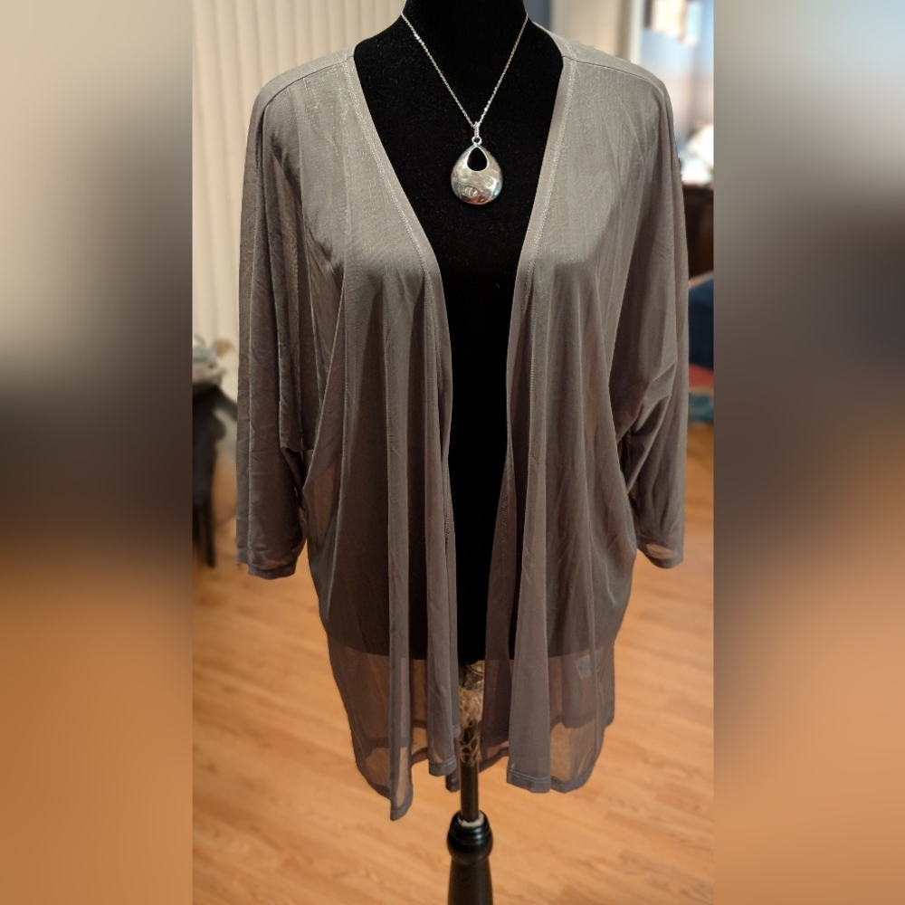 LuLaRoe M Shirley Kimono Cardigan Sheer Mesh Olive Green NWOT